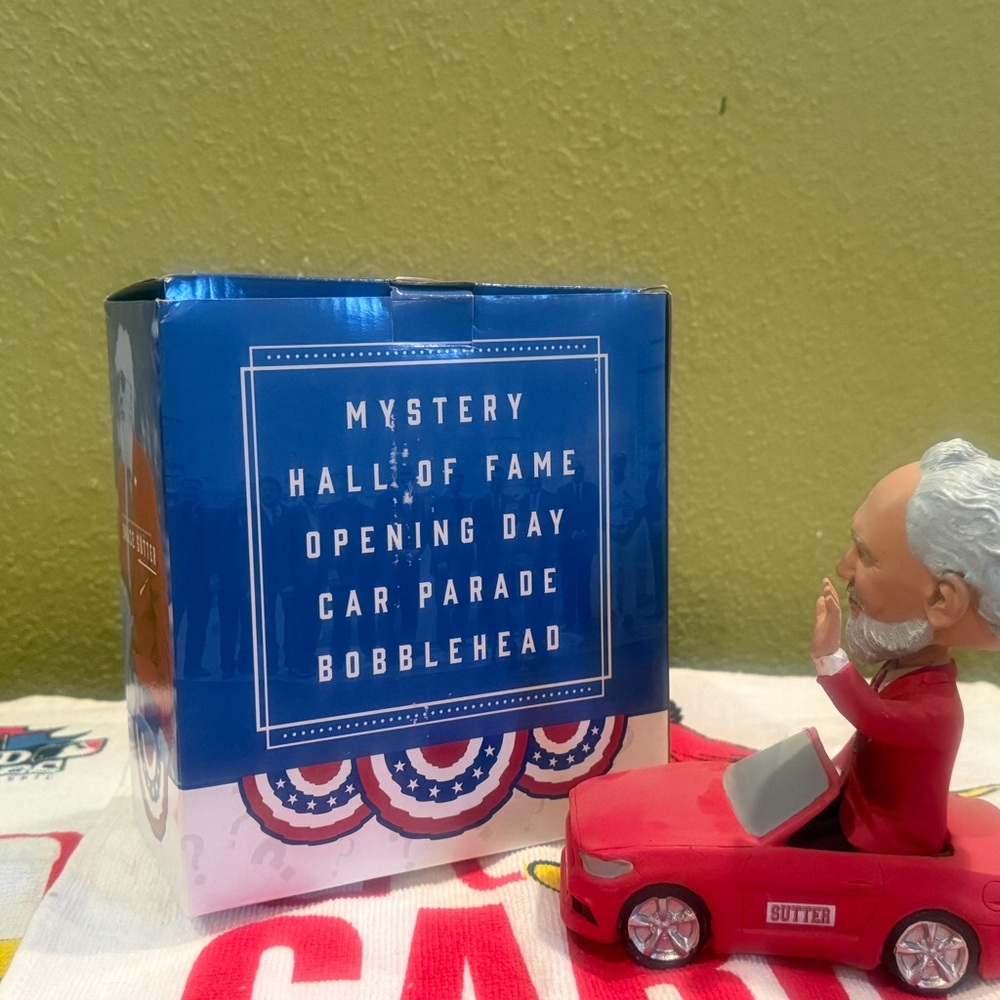 St Louis Cardinals Mystery Hall of Fame Bruce Sutter Bobblehead in Red Car